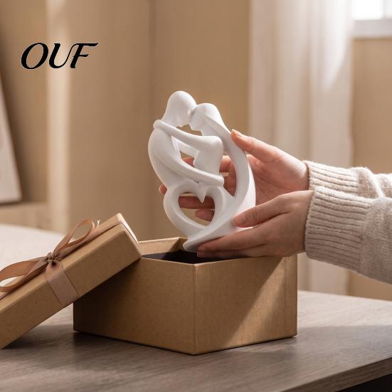 Unique Wedding Gift Ideas 3D Printed Abstract Couple Embrace Statue, Heart Hollow Love Figurine, Minimalist Creative DIY Hand Painting Crafts