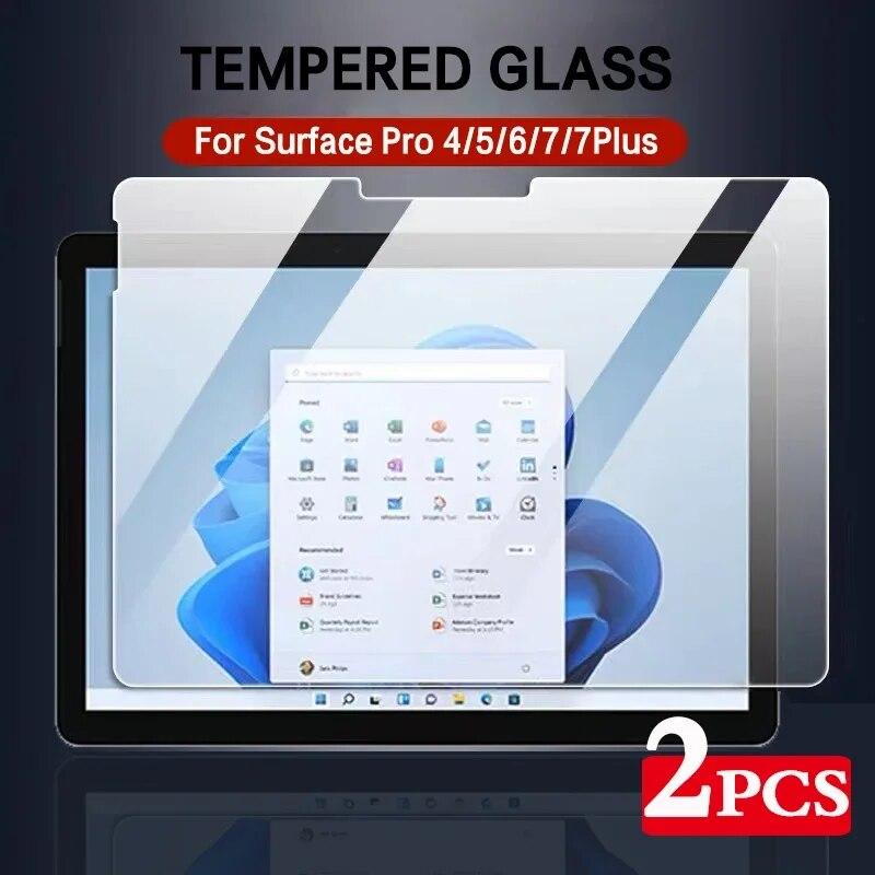 Защитная пленка для экрана Microsoft Surface Pro 4, 5, 6, 7, 8X9, 13 дюймов, 12,3 Go 2, 3, 2 шт., защитная пленка против царапин, прозрачное закаленное стекло