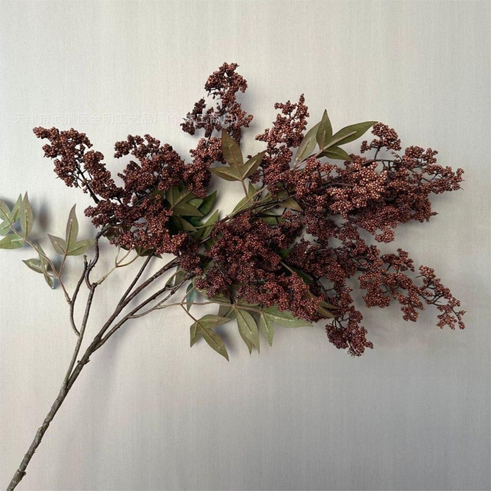 Plastic Artificial Nandina Berry Branch Small Fruit Green Plants Artificial Sophora Flower Faux Flower Realistic Flower Ornament