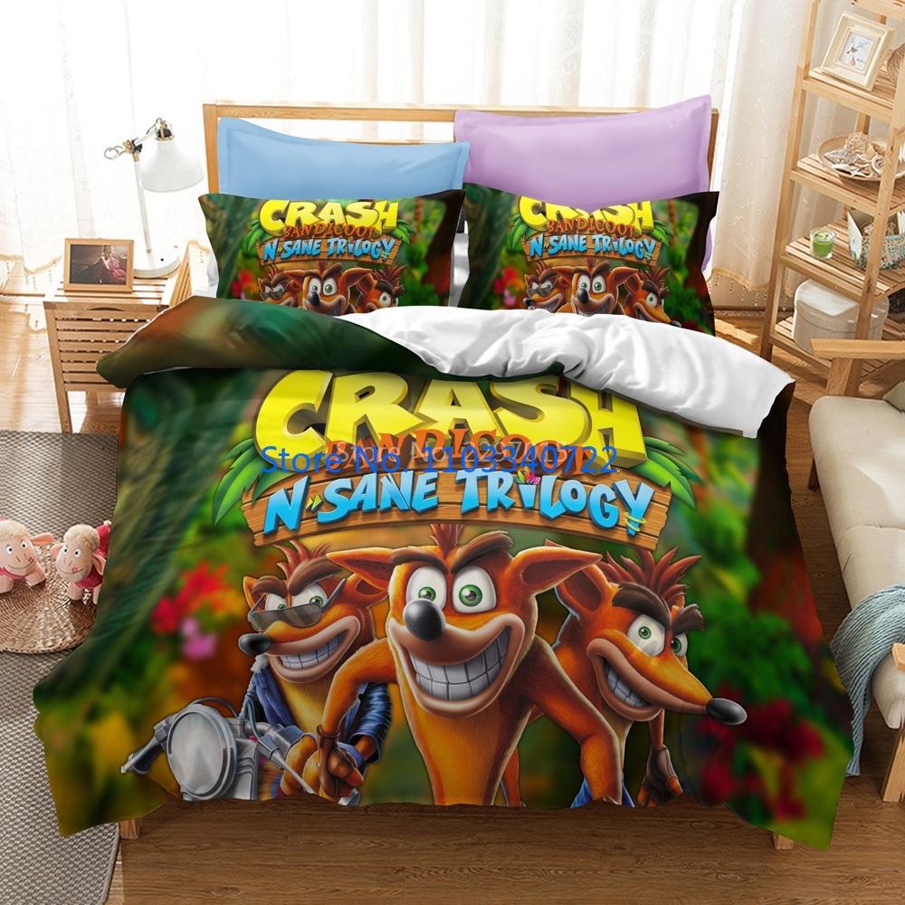 Cartoon Crash Bandicoot 3d Luxury Bedding Set Duvet Cover Set 3D Print Comforter Cover Bedclothes for Boy Girl Sets Decor