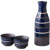 Sake X X Blue Mino Made In Japan Ale-net Set, W6.5 D6.5 H17.9cm, Line, Ceramic, Ware,
