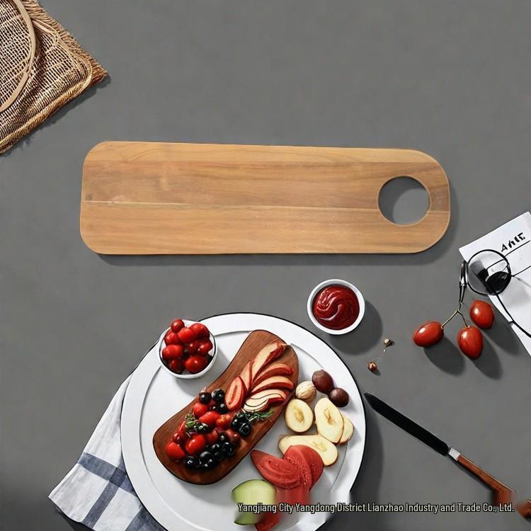 Двусторонняя разделочная доска из акации для сыра и разделки мяса.