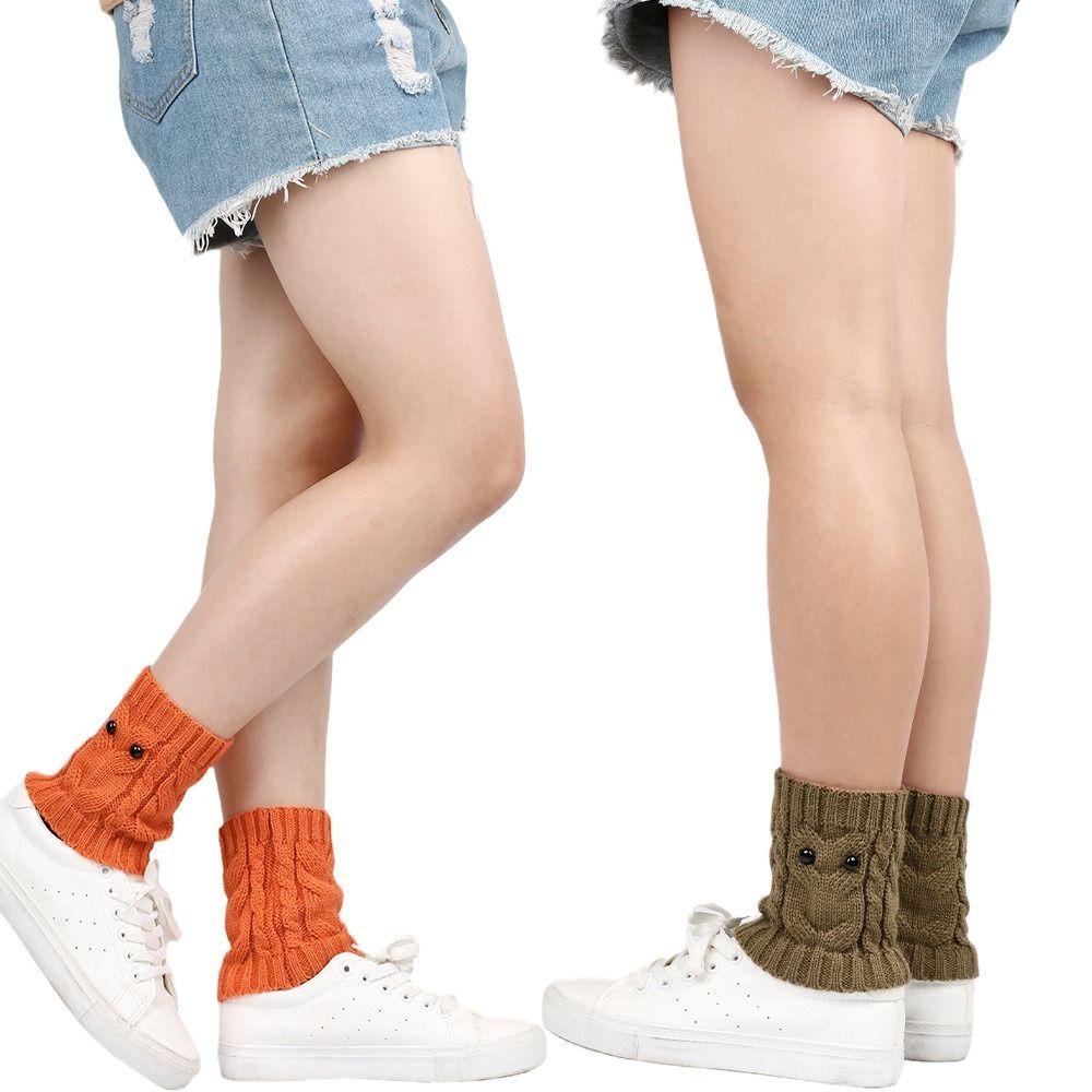 Вязаные чехлы на сапоги "Глаза совы" Косынка-обхват ноги с косами Новые манжеты для сапог Женские