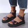 Fashion Women's Sandals 2025 New Platform Sandal Peep Toe Metal Buckle Stitch Roman Sandal Large Size Trend Casual Sport Women's Sandals