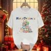 Christmas Cute LABUBU Printed Holiday T-shirt, Made of Polyester Fiber, Round Neck Design Women's Blouse, Comfortable To Wear