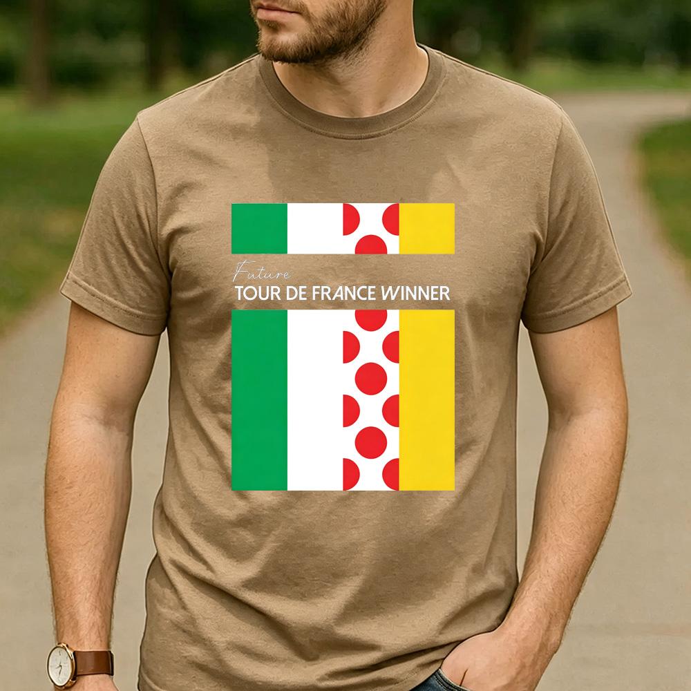 2026 Cyclist Fan Cotton T Shirt Future Tour De France Winner Ireland Flag Polka Dot Jersey Graphic Unisex Road Bike Sports Tee