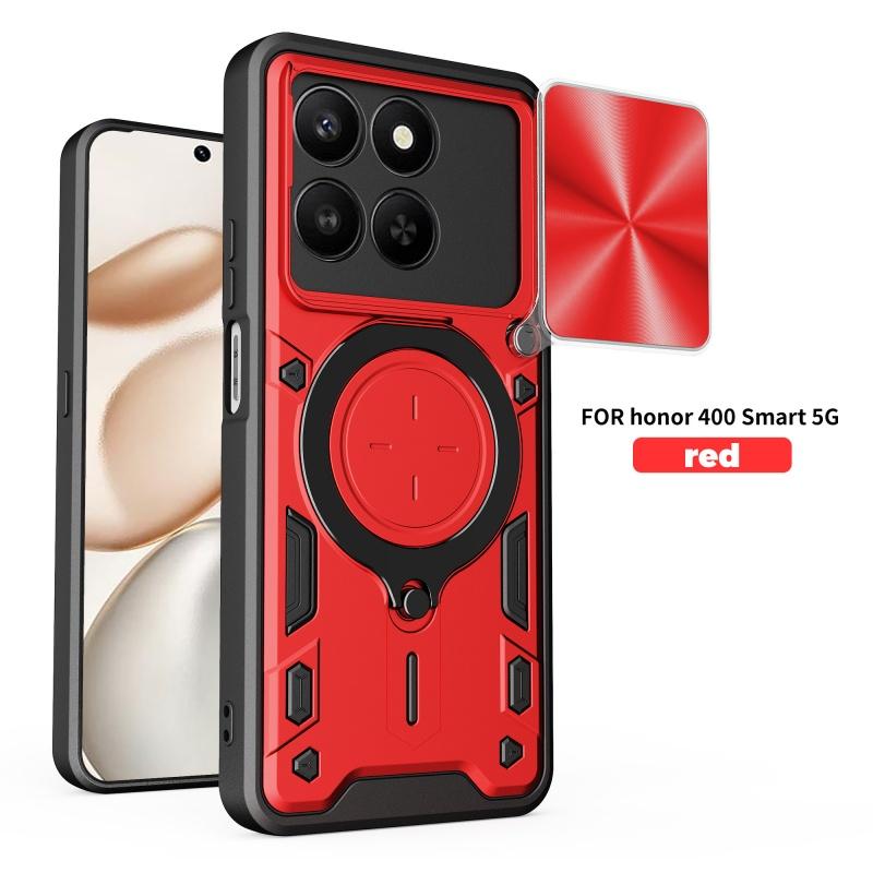 For Honor 400 Smart 5G Global Case Slide Lens Protect Armor Shockproof Phone Case Coque For Honor X7D 5G Ring Holder Cover