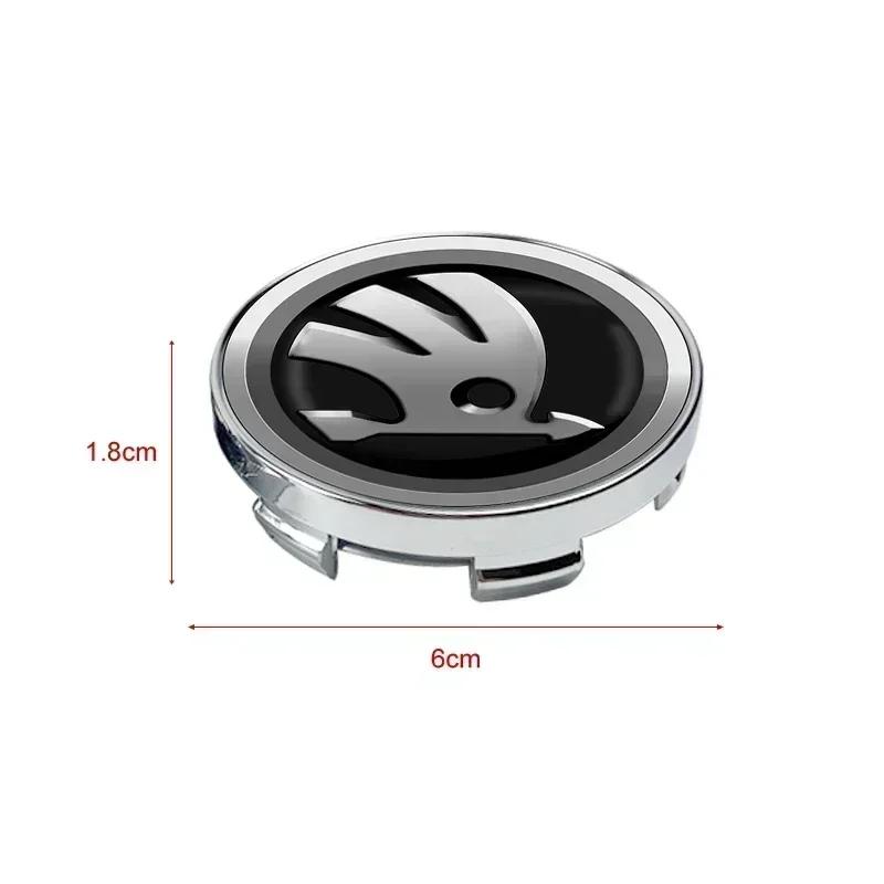 AAAAN1 4pcs 56mm+60mm Car Wheel Center Hub Cap Rim Cover Emblem Stickers For Skoda Octavia 1 2 3 A4 5 MK2 Kodiaq Superb 3 Rapid Fabia 1