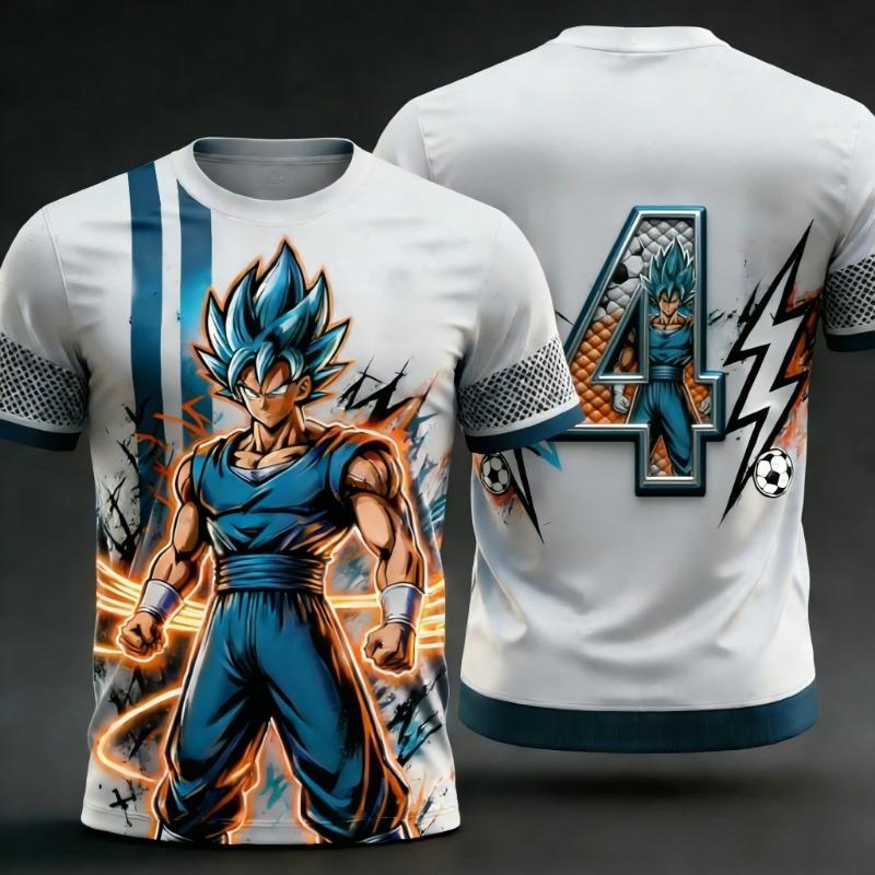2026 Лето Новая Взрослая Мужская Dragon Ball Goku 3D Печать Специальная Футбольная Майка Номера от 1 до 10 Детская Аниме Футболка Унисекс