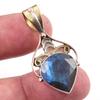 Natural Labradorite 925 Solid Sterling Silver Jewelry TwoTone Pendant 1.50" V5C72