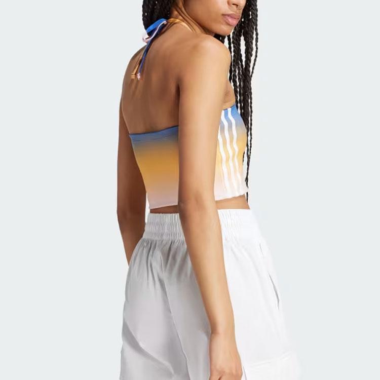 Adidas Оригинальные топы-трубы с градиентом, тонкие, удобные, эластичные, без бретелек, женские топы синего цвета JF8270