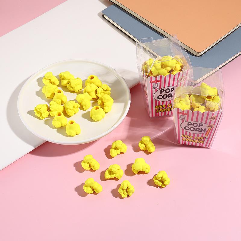 Cartoon Popcorn Box Erasers: Fun School Supplies for Students and Kids