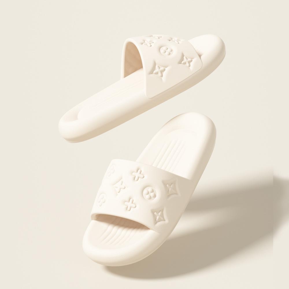 Модные стильные тапочки с высоким чувством, женские летние тапочки, ощущение наступить на что-то, толстая подошва, для ванной, нескользящие, дезодорирующие, с маленьким цветком, ЭВА тапочки