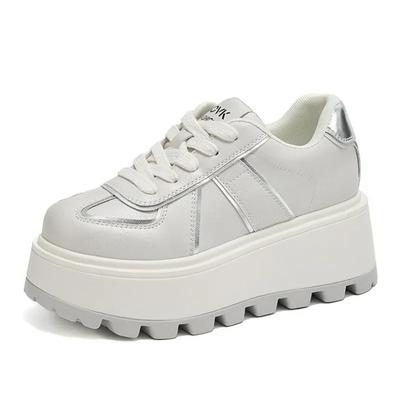 Мода 8,5 см Микрофибра Кожа Вулканизированные Высокие Марка Балетки Удобные Весна Осень Платформа Вулканизированные Женские Массивные Нескользящие Кроссовки Обувь