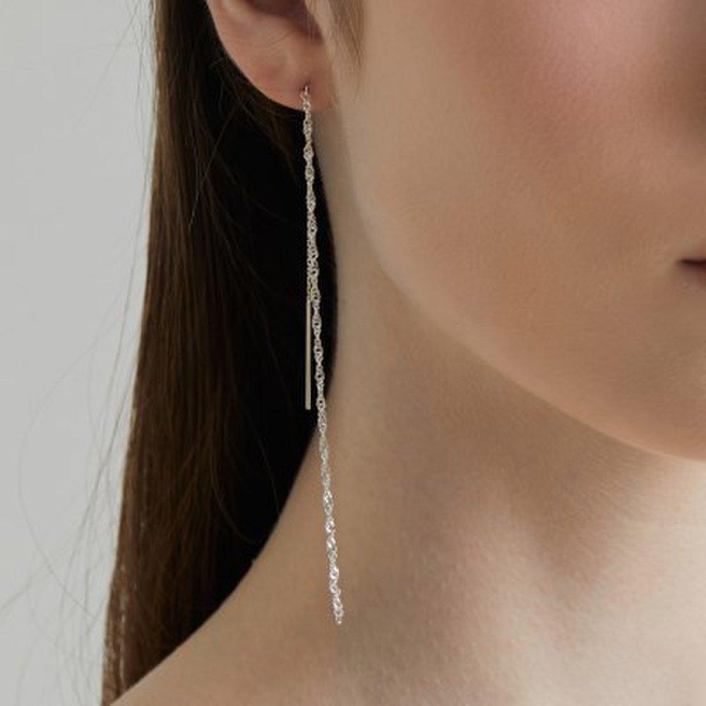925 Silver Twinkle Chain Long Drop Earrings