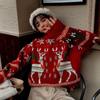 Рождественские пуловеры женские красные шикарные свободные милые уютные зимние милые вязаные свитера девичьи молодежные свитера для отдыха пары