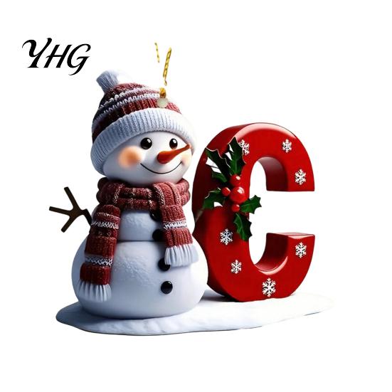 Seasonal Party Hanging Decorations 26 Letter Christmas Ornaments, 2D Flat Snowman Decoration, Acrylic A-Z Durable Festival Ornaments Alphabet Letters