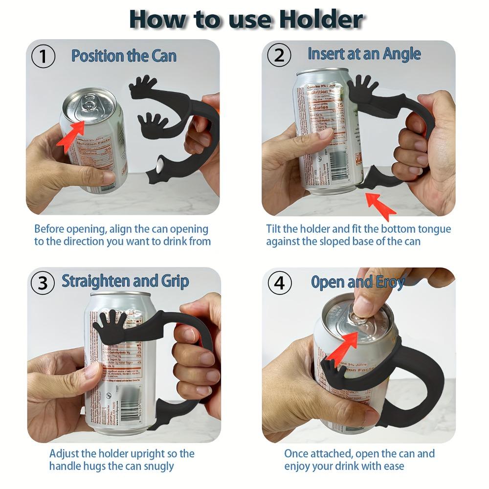 Palm Design Soda Can Handle with Suction Cup Soda Can Grip Portable Soda Can Support  Party