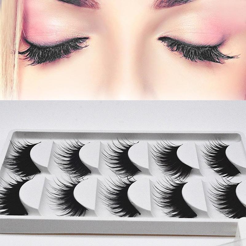 5 Pairs Handmade Black Voluminous False Eyelashes Makeup Very Thick Long Fake Eye Lashes Extention T