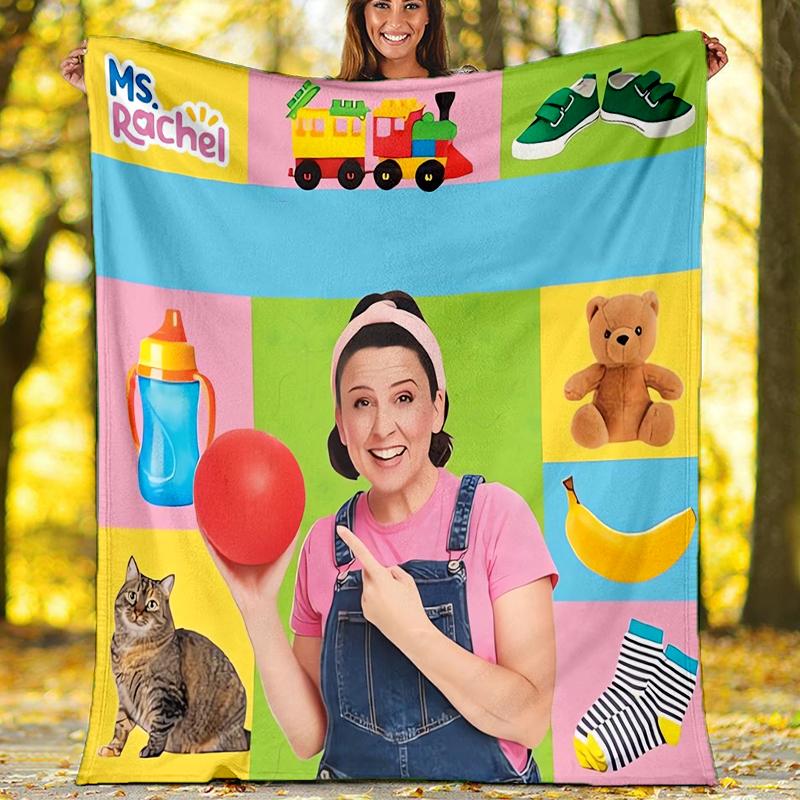 Ms. Rachel Theme Printed Blanket - Perfect for Couch, Bed, Travel & Outdoor Use | Machine Washable, Cozy & Durable.