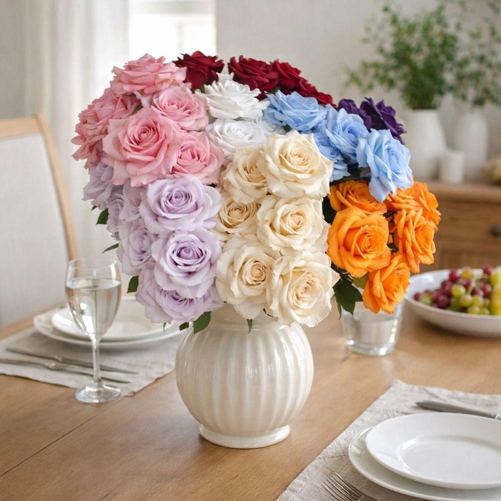 Silk Artificial Rose Flower 5 Heads Wedding Floral for Wedding and Festival Decoration