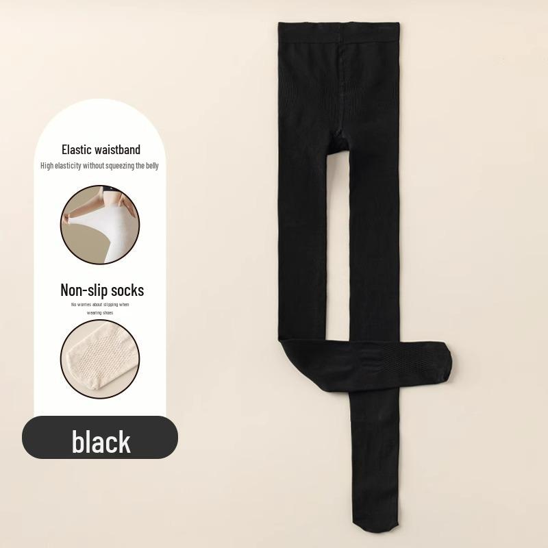 Женские серые колготки в вертикальную полоску - Не сползающие, с плюшевой подкладкой, плотные, теплые, с компрессионным эффектом для похудения для ношения весной, осенью и зимой.