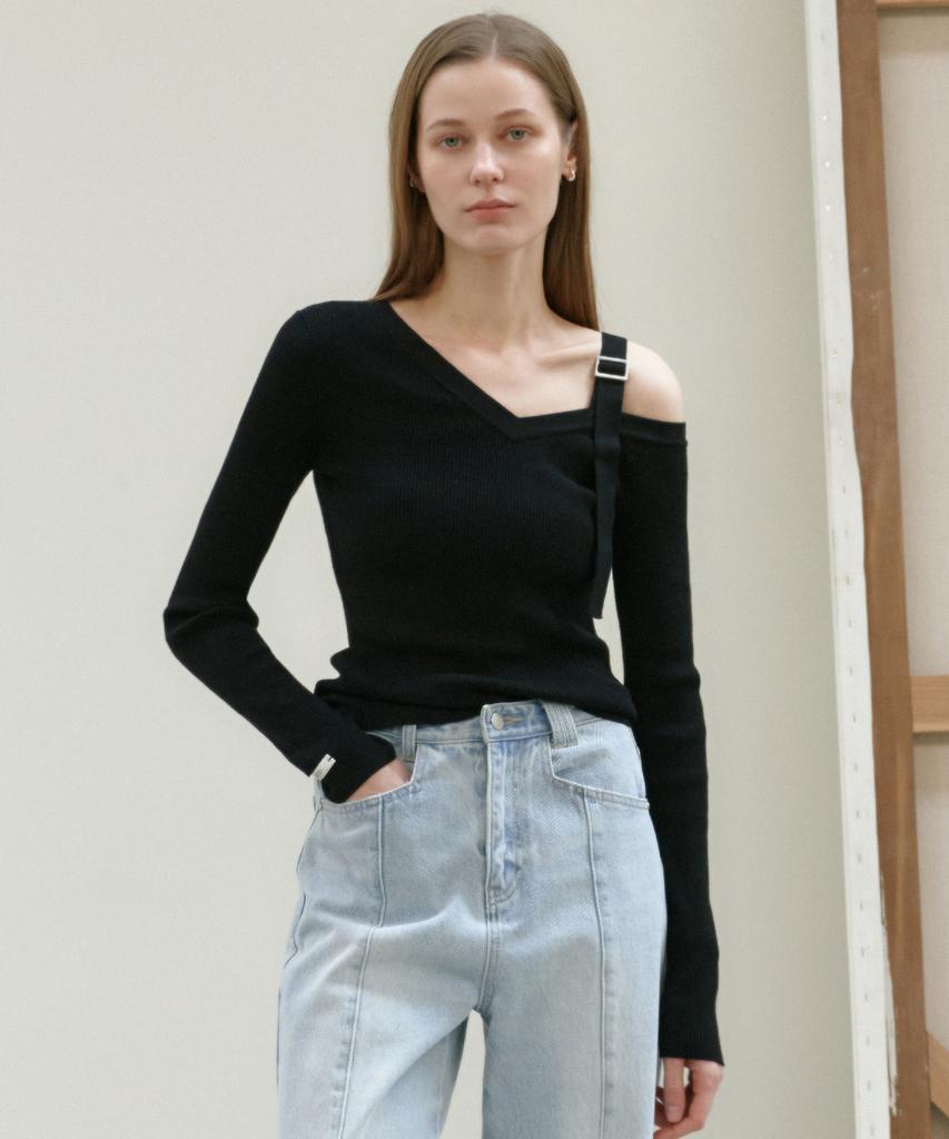 ARTID Off-Shoulder Strap Point Knit_3Colors