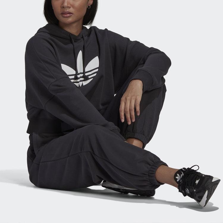 adidas Оригинальные женские спортивные штаны с трилистником, черные HU1622