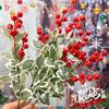 Artificial Berries Red Gold Silver Fake Berries Branch Cherry Stamen Christmas DIY Floral Wreath Ornament New Year Party Decor