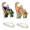 Yousheng 1/2Pcs Elephant Pendant Wooden Hanging Ornament with Lanyard Easy To Hang Elephant-Shaped Pendant Friendship Gifts