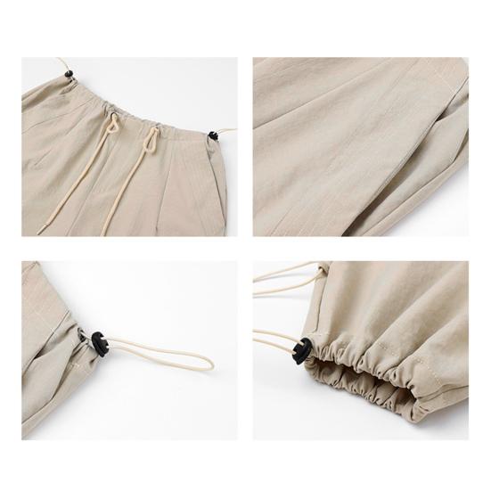 Женские брюки-карго с эластичной высокой талией, регулируемые на шнурке, длинные брюки, однотонные, широкие повседневные брюки для повседневной носки