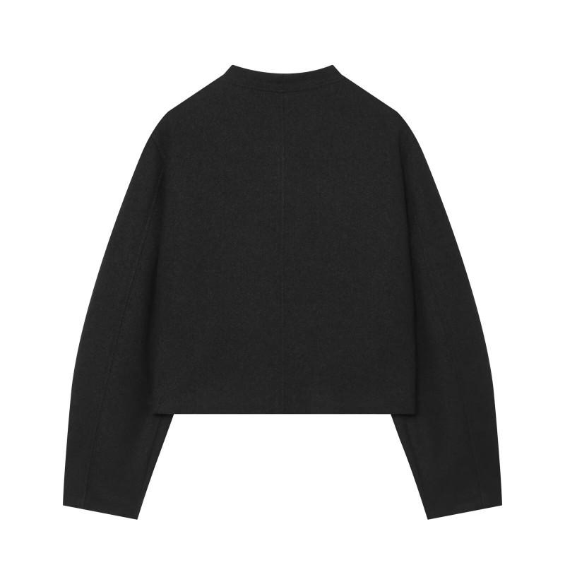 2026 Fall Winter Womens Street Fashion Button-Down Long Sleeve Wool Blend Coat S M L
