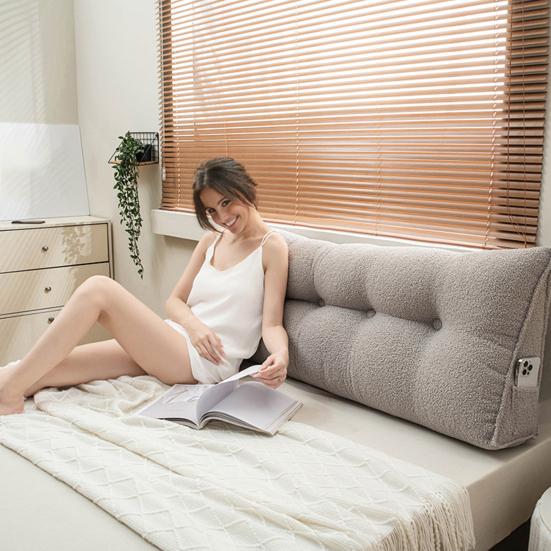 Подушка-клин для изголовья Эргономичная спинка для изголовья с боковым карманом Треугольная подушка со съемным чехлом для кровати, для чтения, сидения, работы