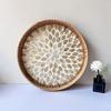 Shell Mosaic Rattan Serving Tray Home Decor Decorative Wall Plate Creative Gift Round Woven Tray