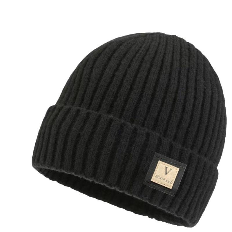 Мужская зимняя утепленная шерстяная вязаная шапка с флисовой подкладкой, модная универсальная однотонная шапка в корейском стиле