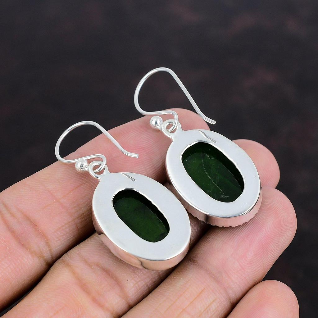 Серьги из зеленого огненного лабрадорита, настоящие драгоценные камни, серьги из стерлингового серебра 925 пробы, серьги ручной работы, подарки для нее, настоящие ювелирные изделия из лабрадорита