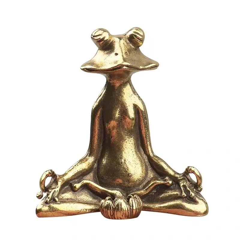 Retro Zen Frog Incense Burner Copper Animal Sculpture Creative Home Desk Decoration