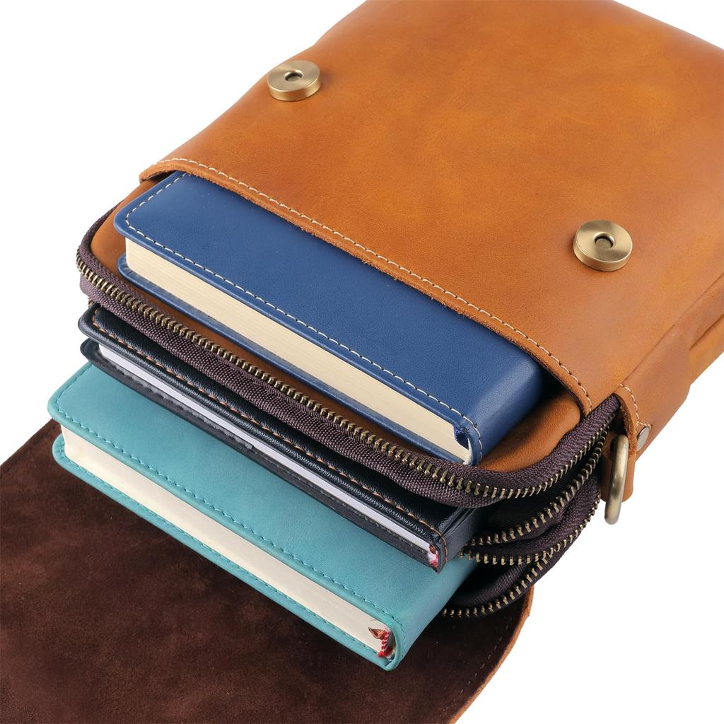 ПРИЯТНЫЙ ВЫБОР Мужская мини-сумка через плечо из натуральной кожи, Сакош, Сумка через плечо для смартфона, Тонкая, Компактная, Простая, 2-сторонний, 3-сторонний (Коричневый, Обычный)