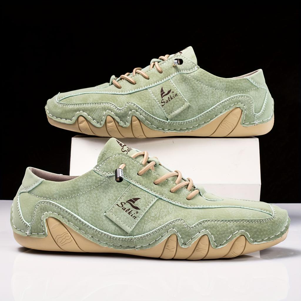 Новые повседневные кроссовки в стиле ретро с прострочкой, дышащие износостойкие нескользящие туфли на шнуровке для мужчин на открытом воздухе