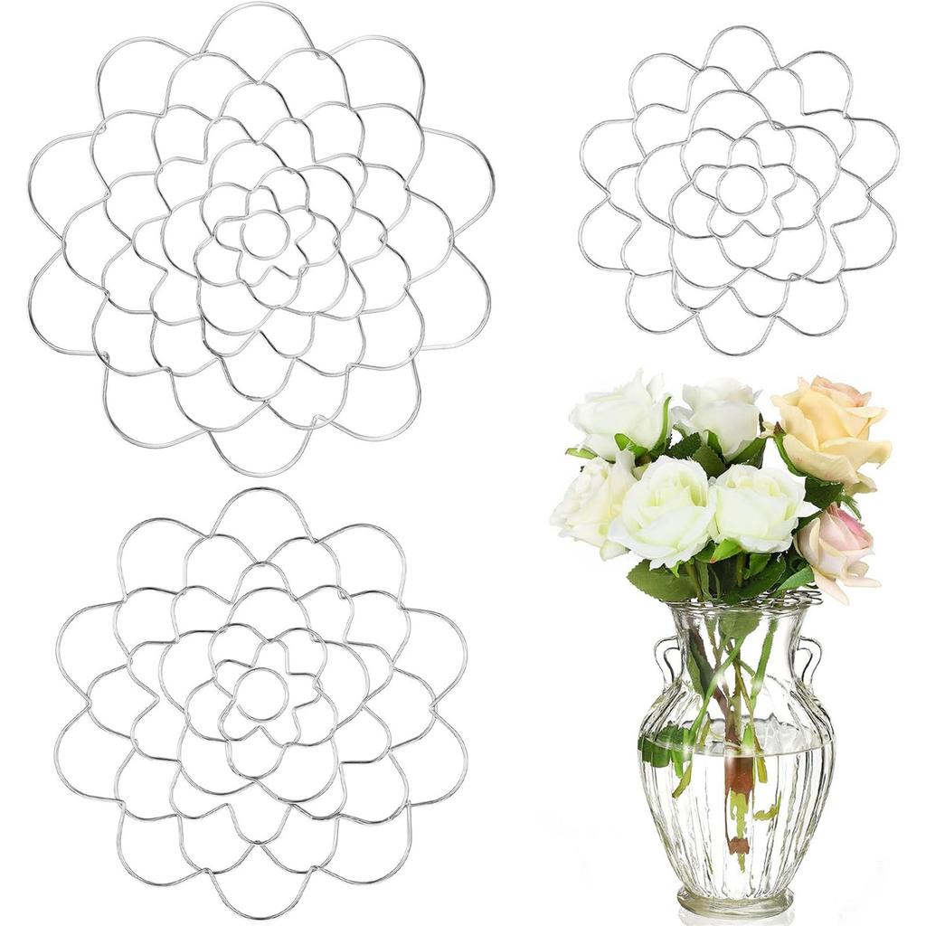 3 Pack Creative Flower Inserters Flower Grid Metal Accessories Flower Trellis Twisted Stem Holder for Special Occasions
