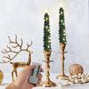 Yousheng 4Pcs LED Flameless Christmas Tree Taper Candles with Remote Control 3D Flame Flickering Window Candlesticks Set