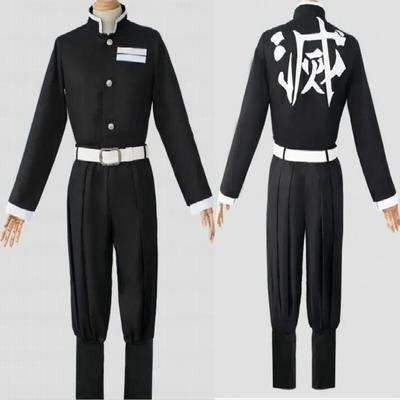 Косплей Костюм Аниме Demon Slayer Kimetsu no Yaiba Топ Куртка Брюки Черная команда унисекс Униформа Комплект Хэллоуин Рождественская одежда