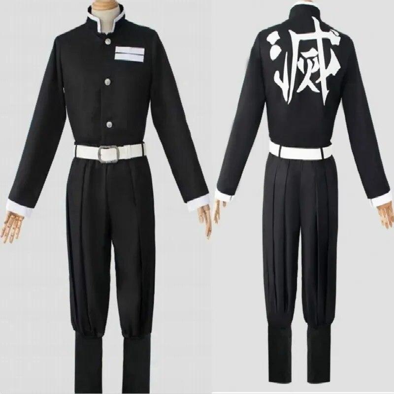 Cosplay Costume Anime Demon Slayer Kimetsu No Yaiba Top Jacket Pants Black Team Unisex Uniform Set Halloween Christmas Clothes