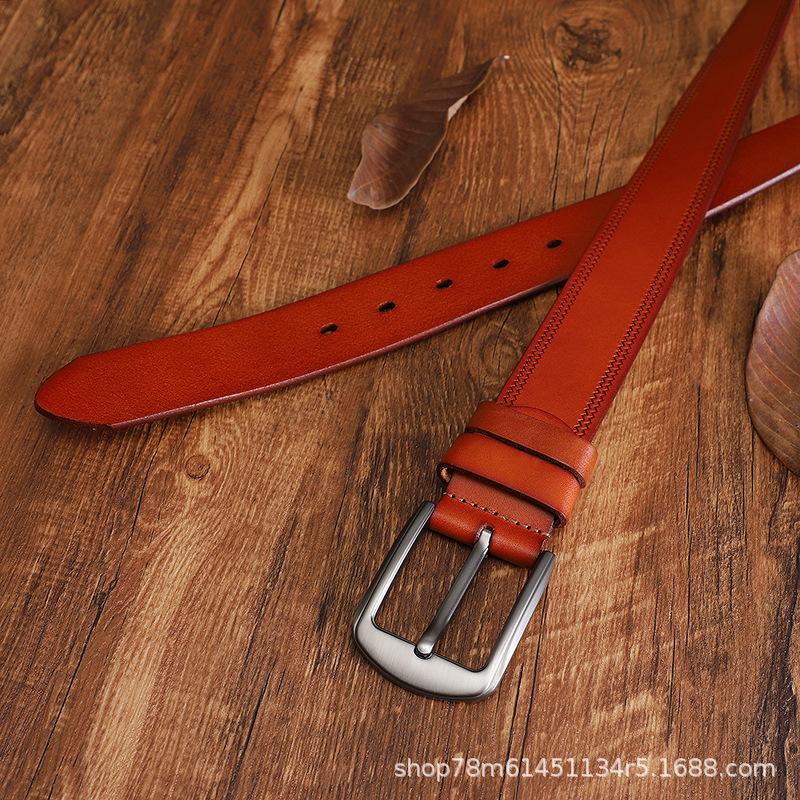 Retro Belt Leather Pin Buckle First Layer Pure Cowhide Handmade Personalized Casual Jeans Youth Versatile