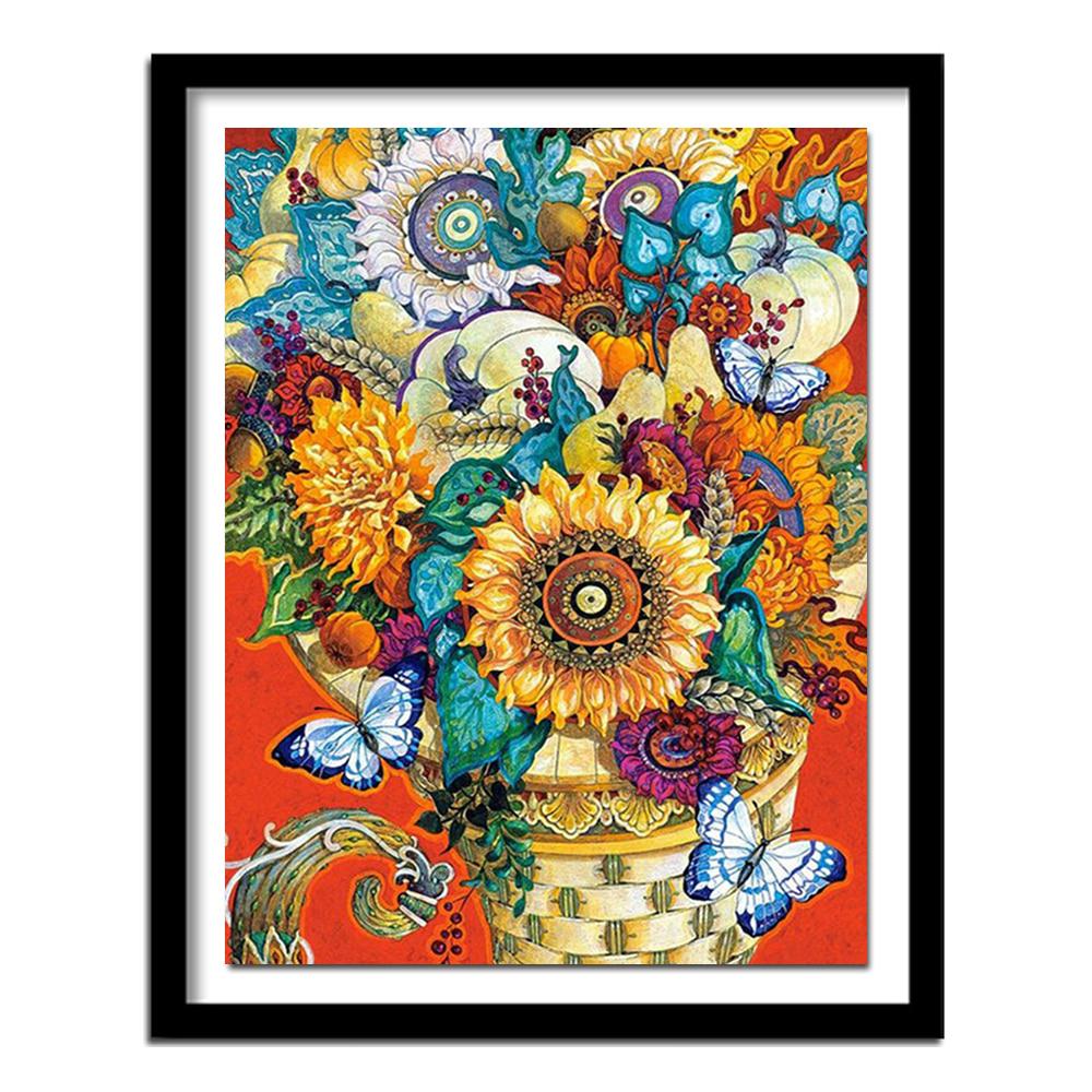 Flowers Diamond Embroidery Sale DIY Full Round Diamond Painting Cross Stitch Rhinestones Home Decor