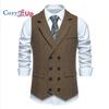 Cozy Up Men Western Herringbone костюм жилет твидовый шерстяной смеси Slim Fit жилет