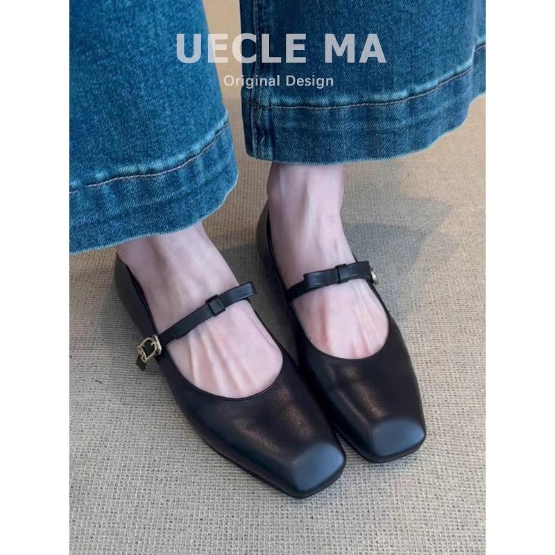 Версия из овчины~ Кожаный бант Французский пояс Туфли Мэри Джейн женские ретро балетки на плоской подошве вечерние туфли