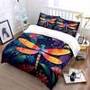 Colorful Dragonfly Decorative Set Bedding Set with 1 Duvet Cover 2 Pillowcases Single Double King Queen, Gift