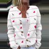 Women's Fashion Printed Valentine's Day Long Sleeved Knitted Cardigan Button Down Jacket