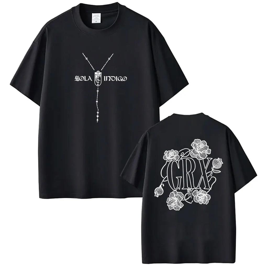 Lola Indigo GRX Tour Двусторонний принт Футболка Мужская Женская Одежда Круглый вырез Y2K Футболки Повседневный Оверсайз Хлопковый Топ